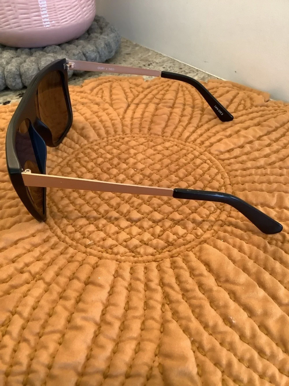 Quay Australia OTL II Black Gold Rectangular Sunglasses + Case